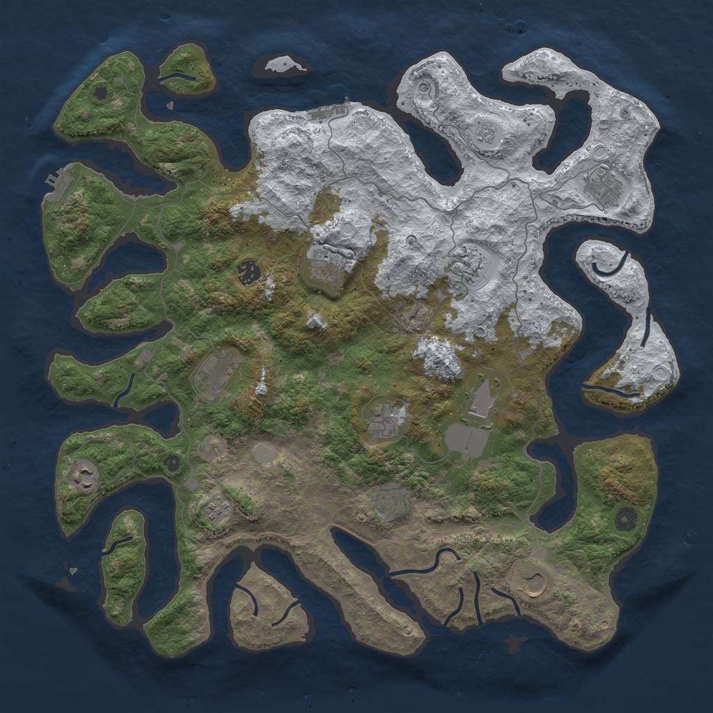 Rust Map: Procedural Map, Size: 4500, Seed: 2451346, 20 Monuments
