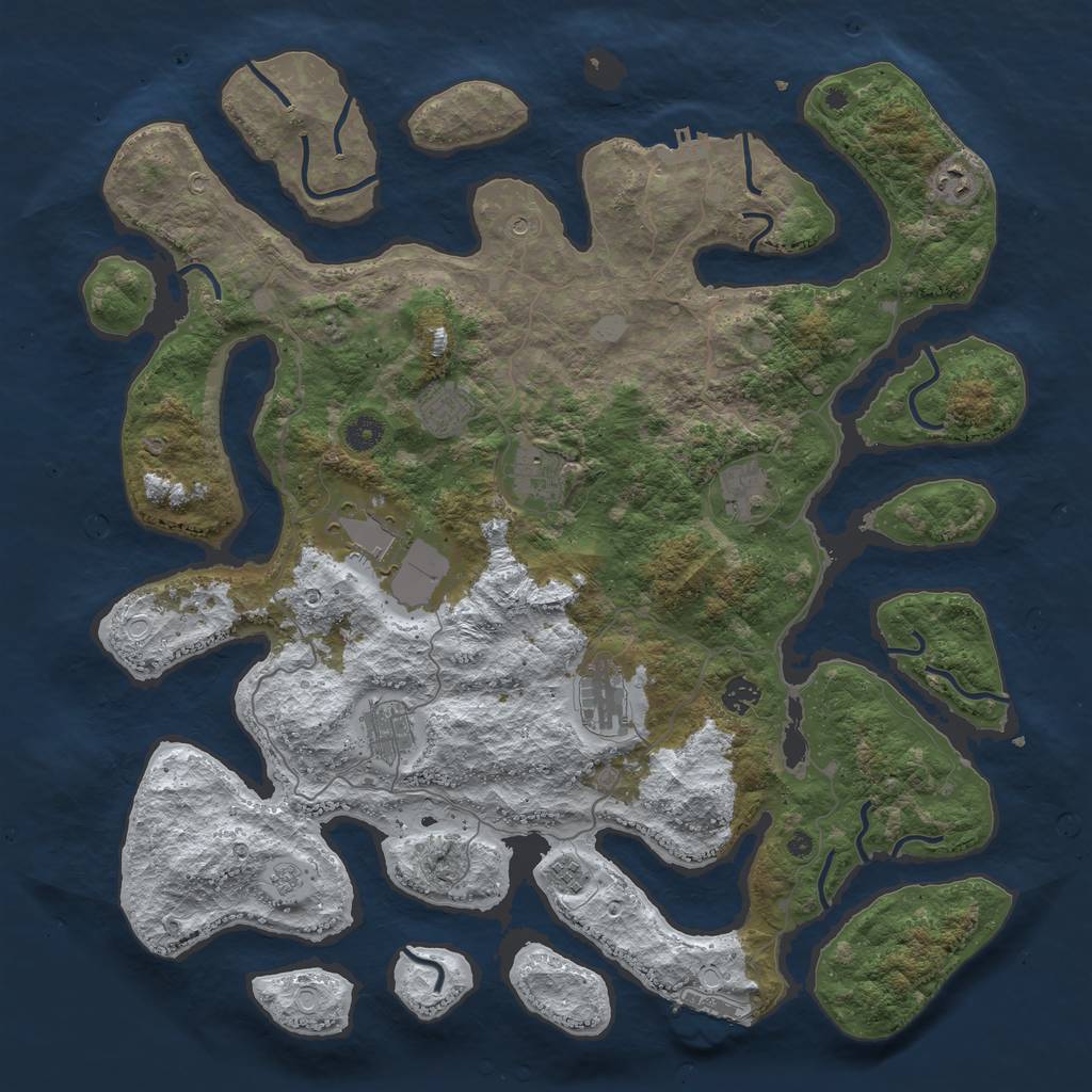 Rust Map: Procedural Map, Size: 4500, Seed: 2193822, 18 Monuments