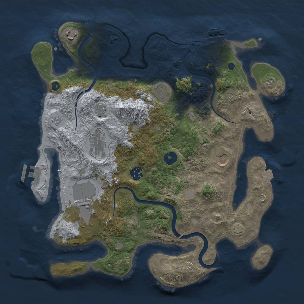 Rust Map: Procedural Map, Size: 3550, Seed: 951640, 13 Monuments