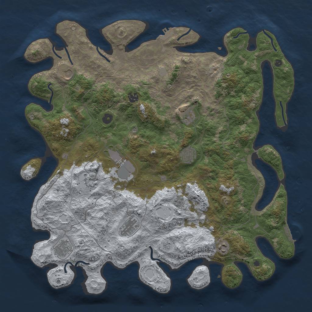 Rust Map: Procedural Map, Size: 4500, Seed: 676960, 19 Monuments