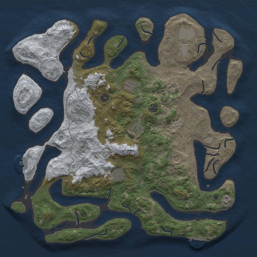 Rust Map: Procedural Map, Size: 4500, Seed: 3036999, 19 Monuments