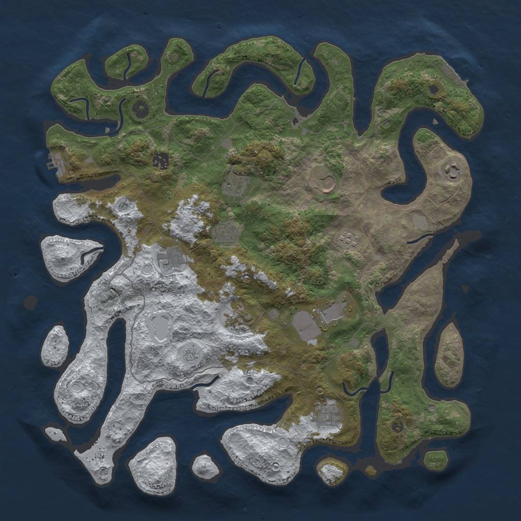 Rust Map: Procedural Map, Size: 4500, Seed: 2058369, 19 Monuments