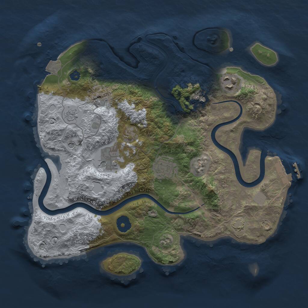 Rust Map: Procedural Map, Size: 3000, Seed: 984431628, 9 Monuments