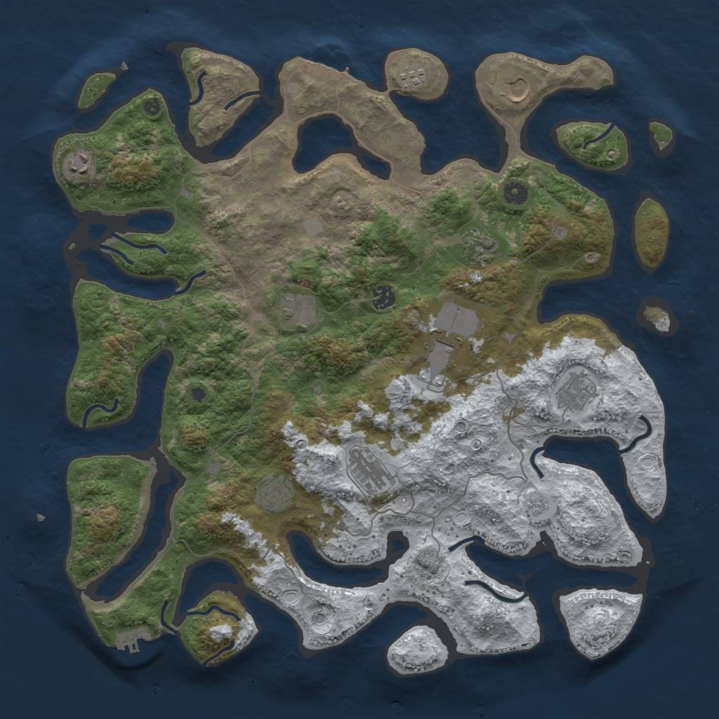 Rust Map: Procedural Map, Size: 4500, Seed: 5453930, 19 Monuments