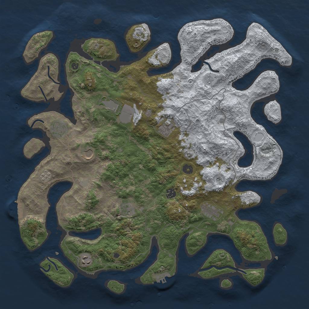 Rust Map: Procedural Map, Size: 4500, Seed: 3542140, 18 Monuments