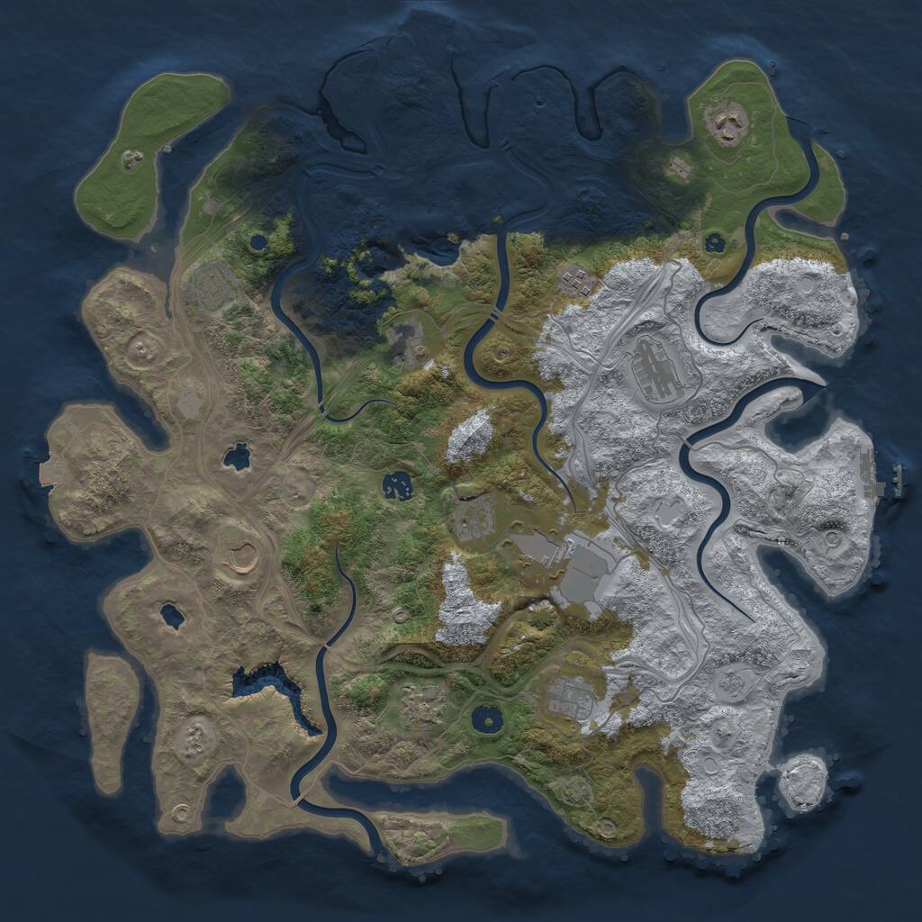 Rust Map: Procedural Map, Size: 4500, Seed: 3223144, 17 Monuments
