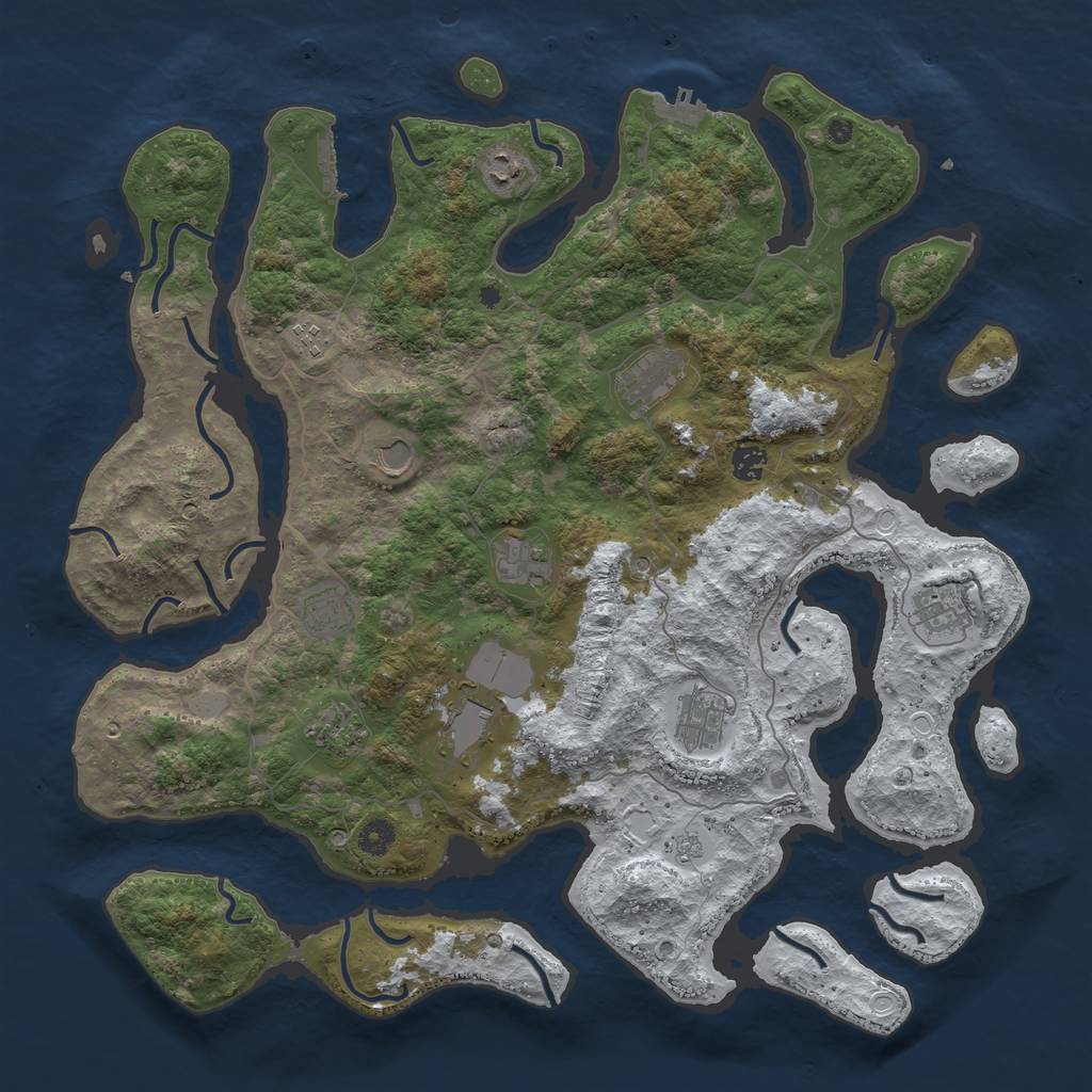 Rust Map: Procedural Map, Size: 4500, Seed: 5574114, 20 Monuments