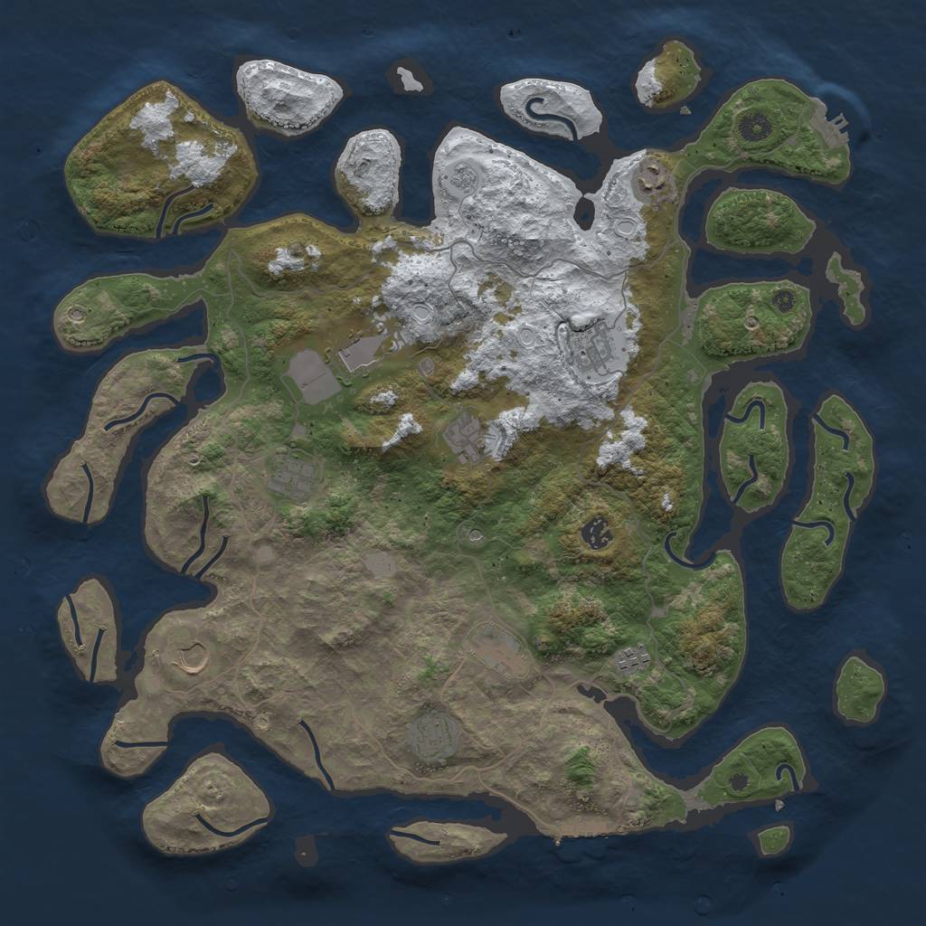Rust Map: Procedural Map, Size: 4500, Seed: 524460883, 19 Monuments