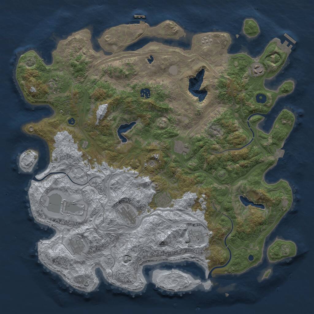 Rust Map: Procedural Map, Size: 4500, Seed: 1870390, 16 Monuments