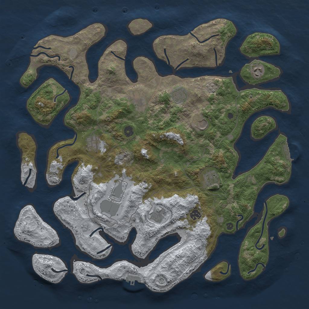 Rust Map: Procedural Map, Size: 4500, Seed: 847339, 19 Monuments