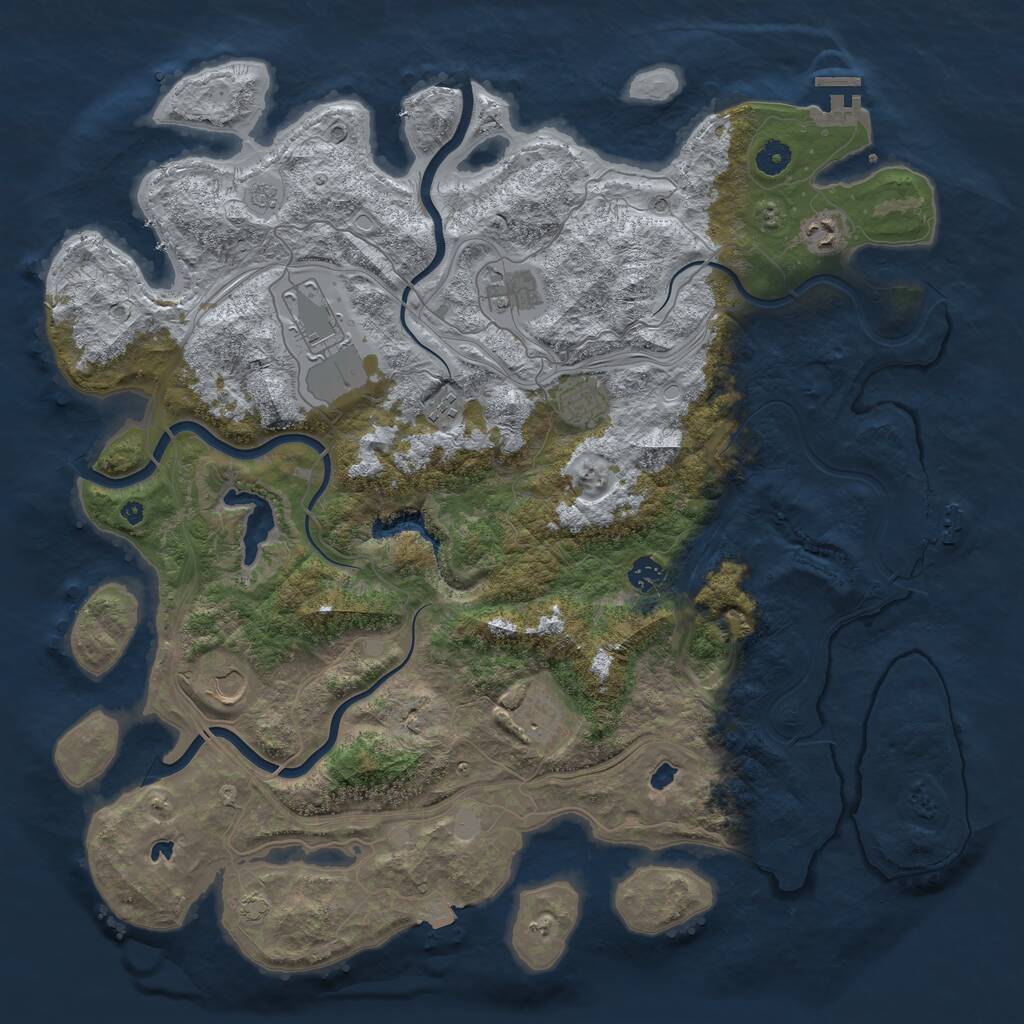 Rust Map: Procedural Map, Size: 4500, Seed: 4608482, 14 Monuments