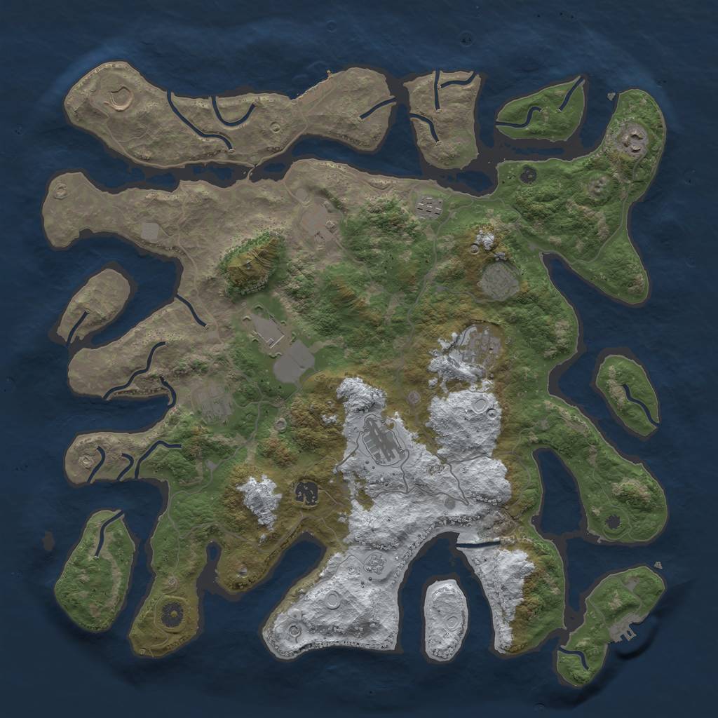 Rust Map: Procedural Map, Size: 4500, Seed: 6330330, 19 Monuments