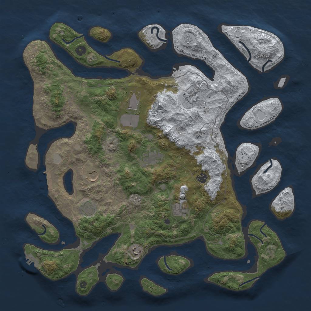 Rust Map: Procedural Map, Size: 4500, Seed: 262611, 18 Monuments