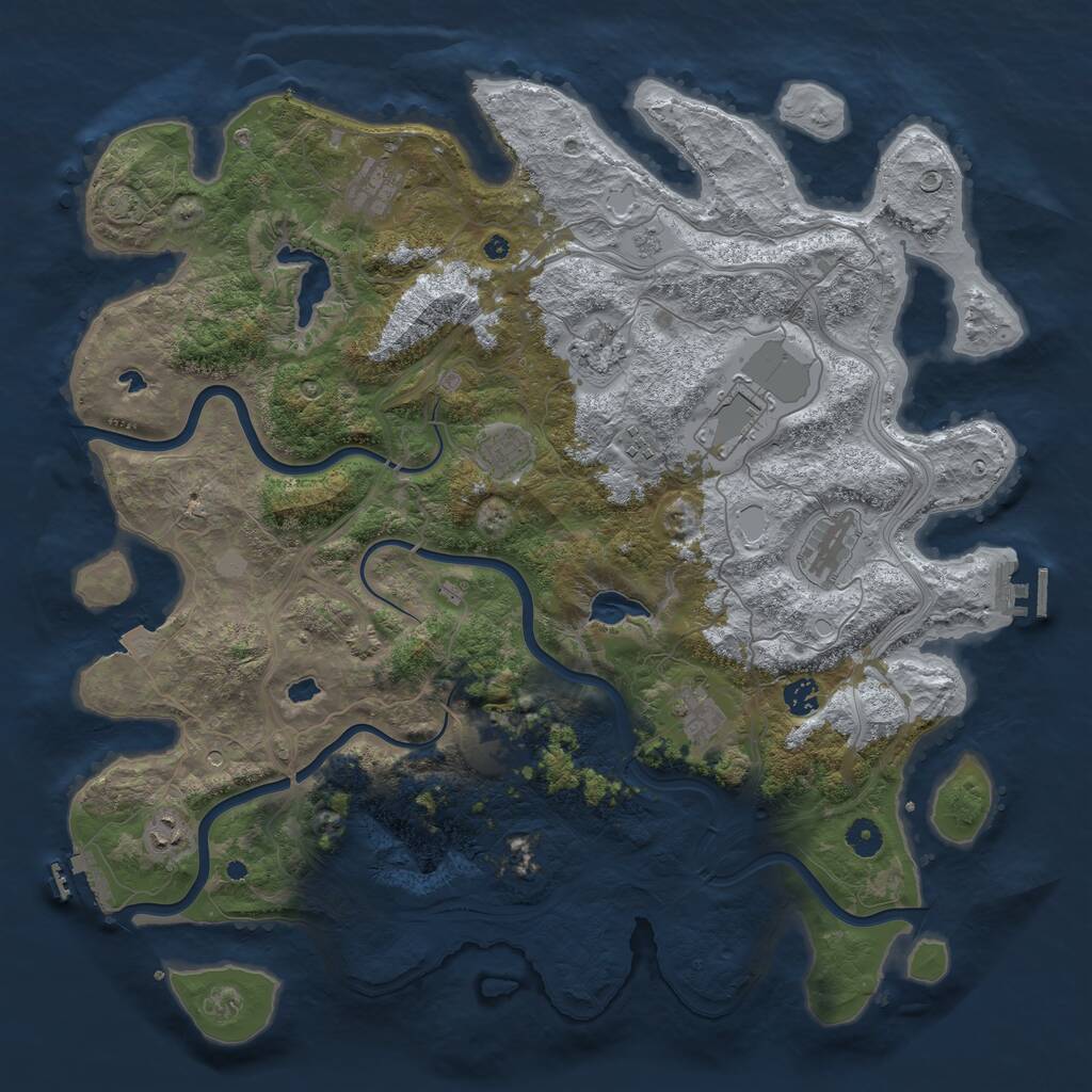 Rust Map: Procedural Map, Size: 4500, Seed: 3916214, 16 Monuments