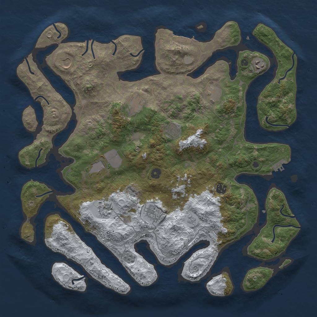 Rust Map: Procedural Map, Size: 4500, Seed: 4422807, 19 Monuments