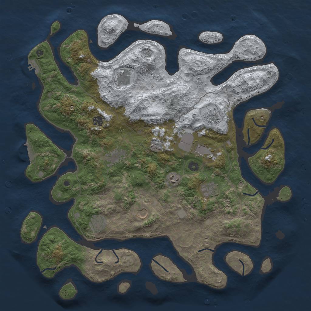 Rust Map: Procedural Map, Size: 4500, Seed: 1215782, 19 Monuments