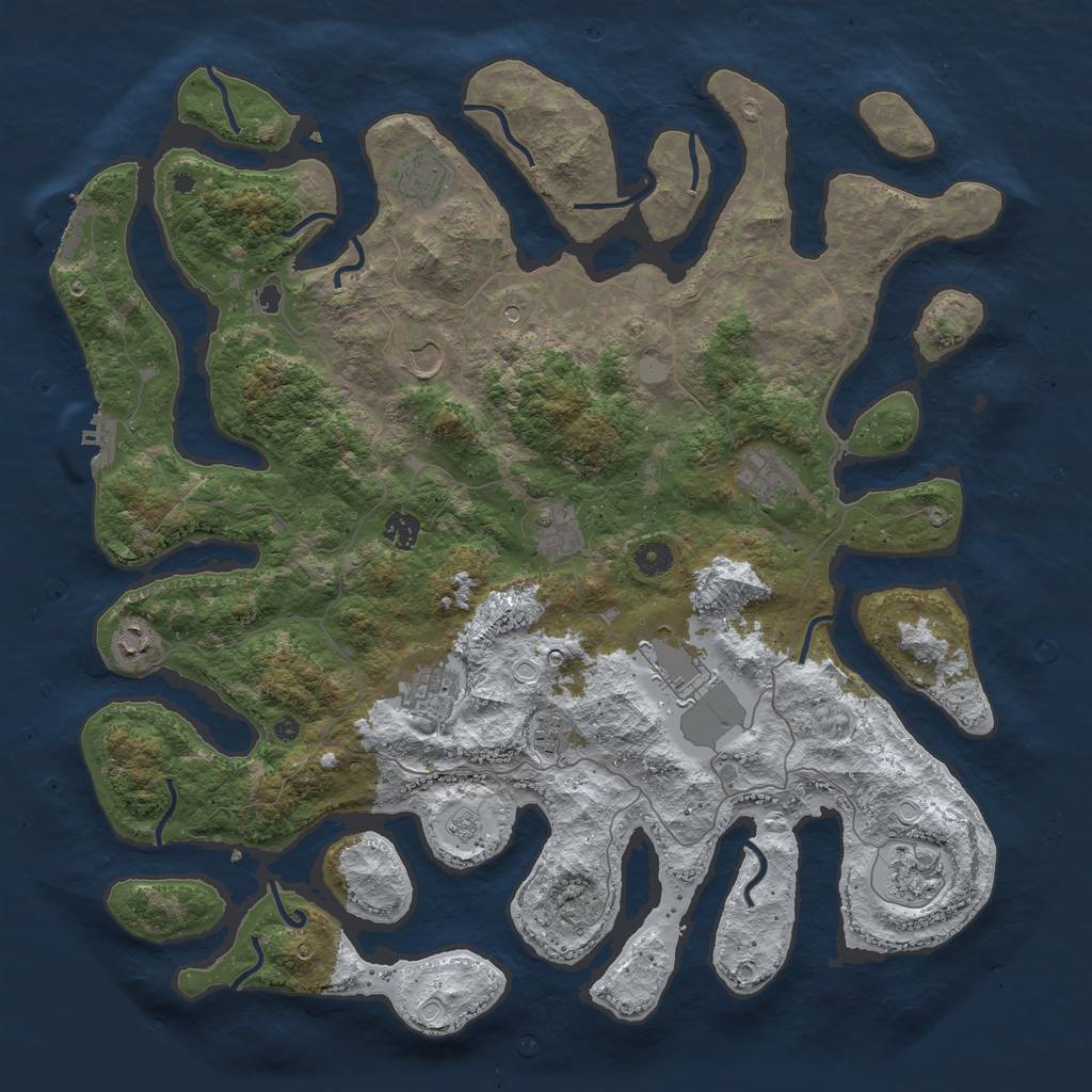 Rust Map: Procedural Map, Size: 4500, Seed: 54168473, 19 Monuments