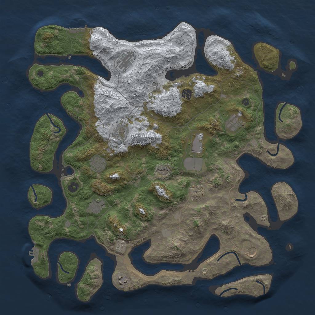 Rust Map: Procedural Map, Size: 4500, Seed: 4651889, 20 Monuments