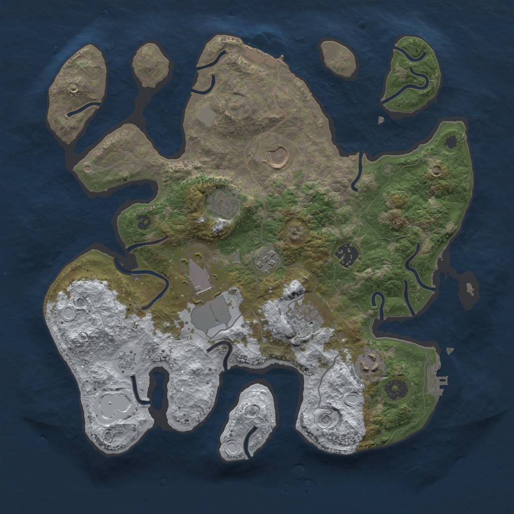 Rust Map: Procedural Map, Size: 3500, Seed: 21665, 16 Monuments