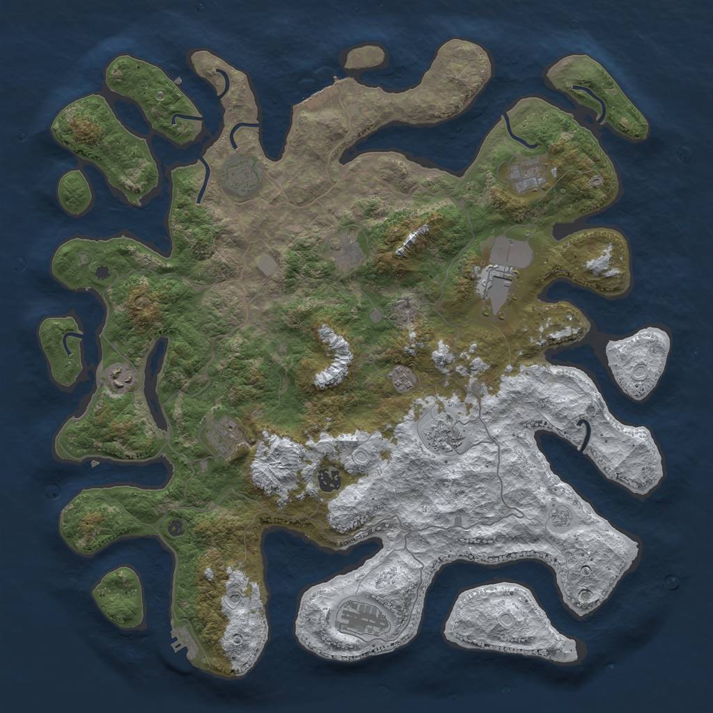 Rust Map: Procedural Map, Size: 4500, Seed: 5090759, 19 Monuments