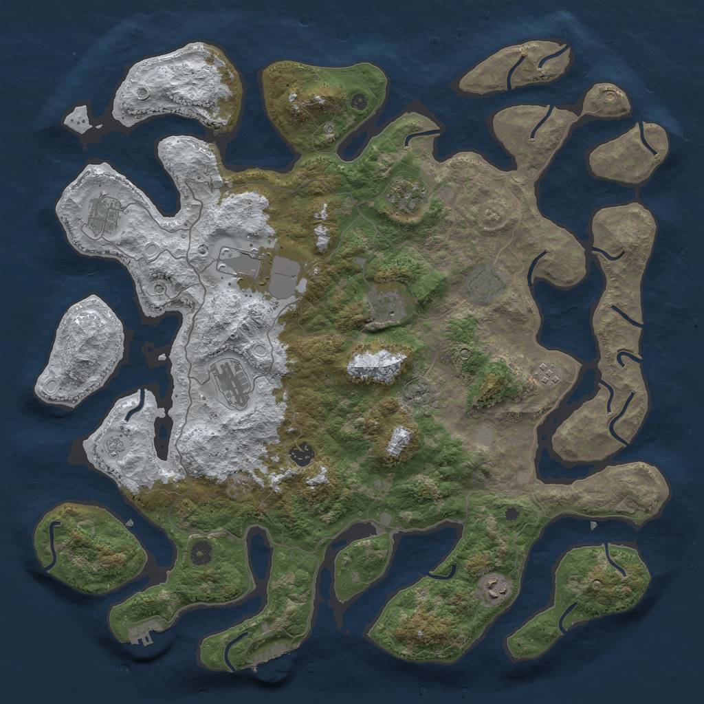 Rust Map: Procedural Map, Size: 4500, Seed: 2147153, 18 Monuments
