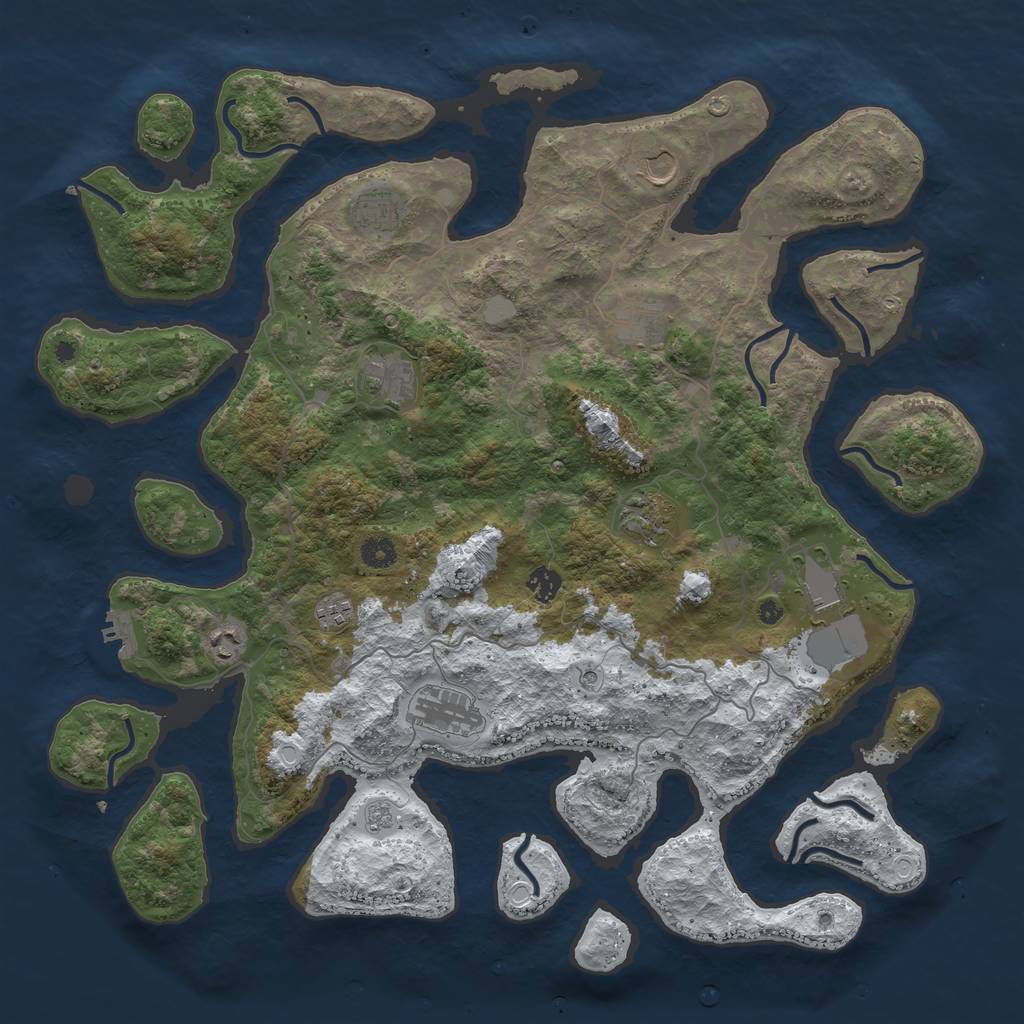 Rust Map: Procedural Map, Size: 4500, Seed: 5515222, 18 Monuments