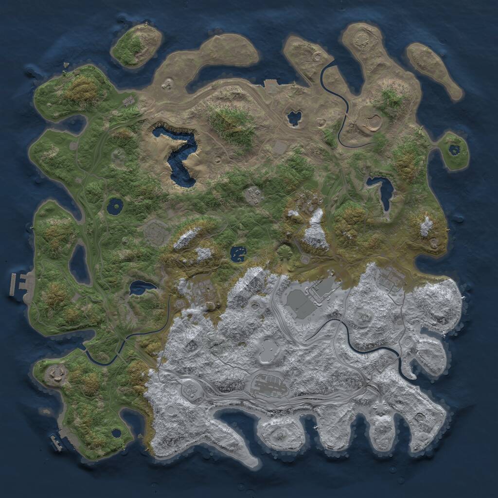 Rust Map: Procedural Map, Size: 4500, Seed: 1115239, 16 Monuments