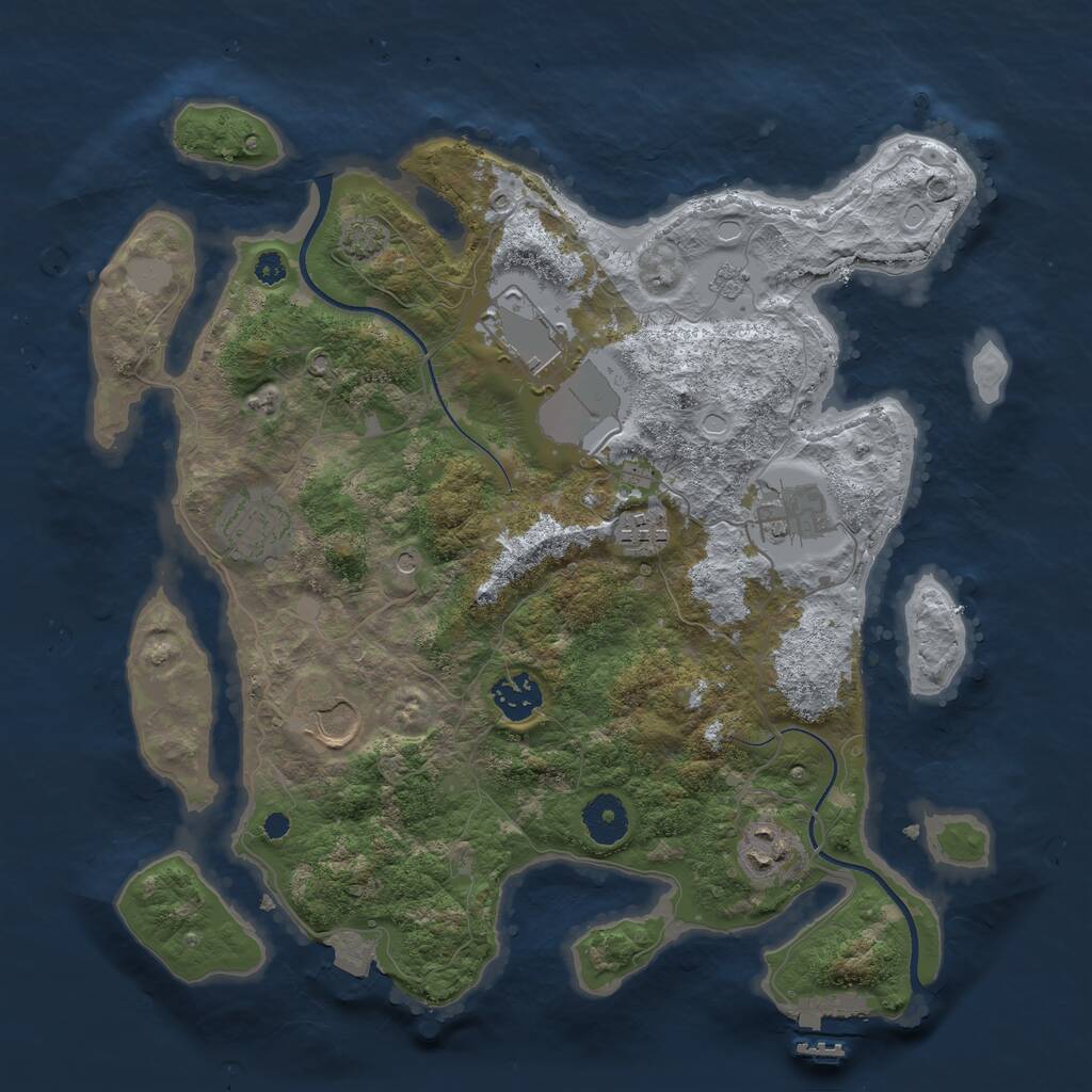 Rust Map: Procedural Map, Size: 3500, Seed: 1110391600, 12 Monuments