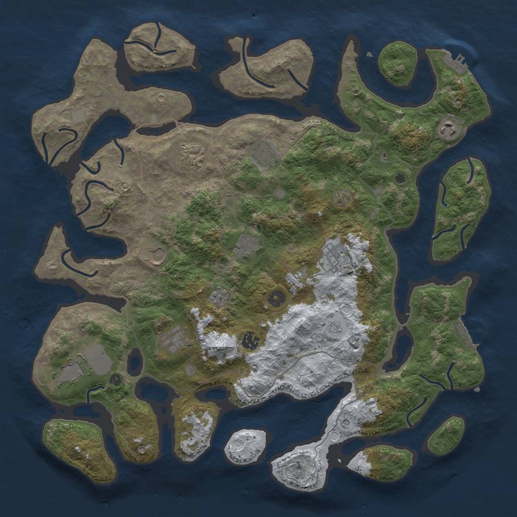Rust Map: Procedural Map, Size: 4500, Seed: 1868621, 19 Monuments