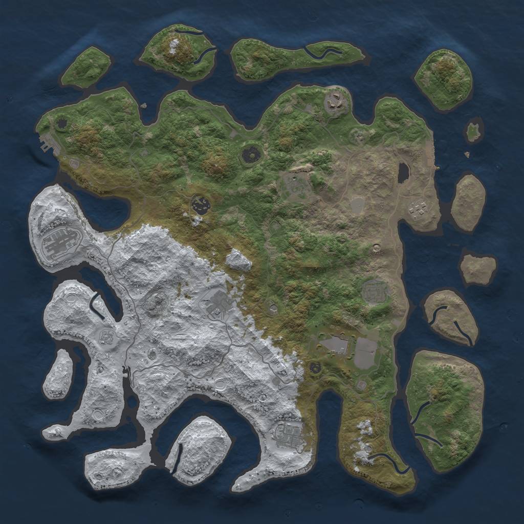 Rust Map: Procedural Map, Size: 4500, Seed: 1611761, 18 Monuments
