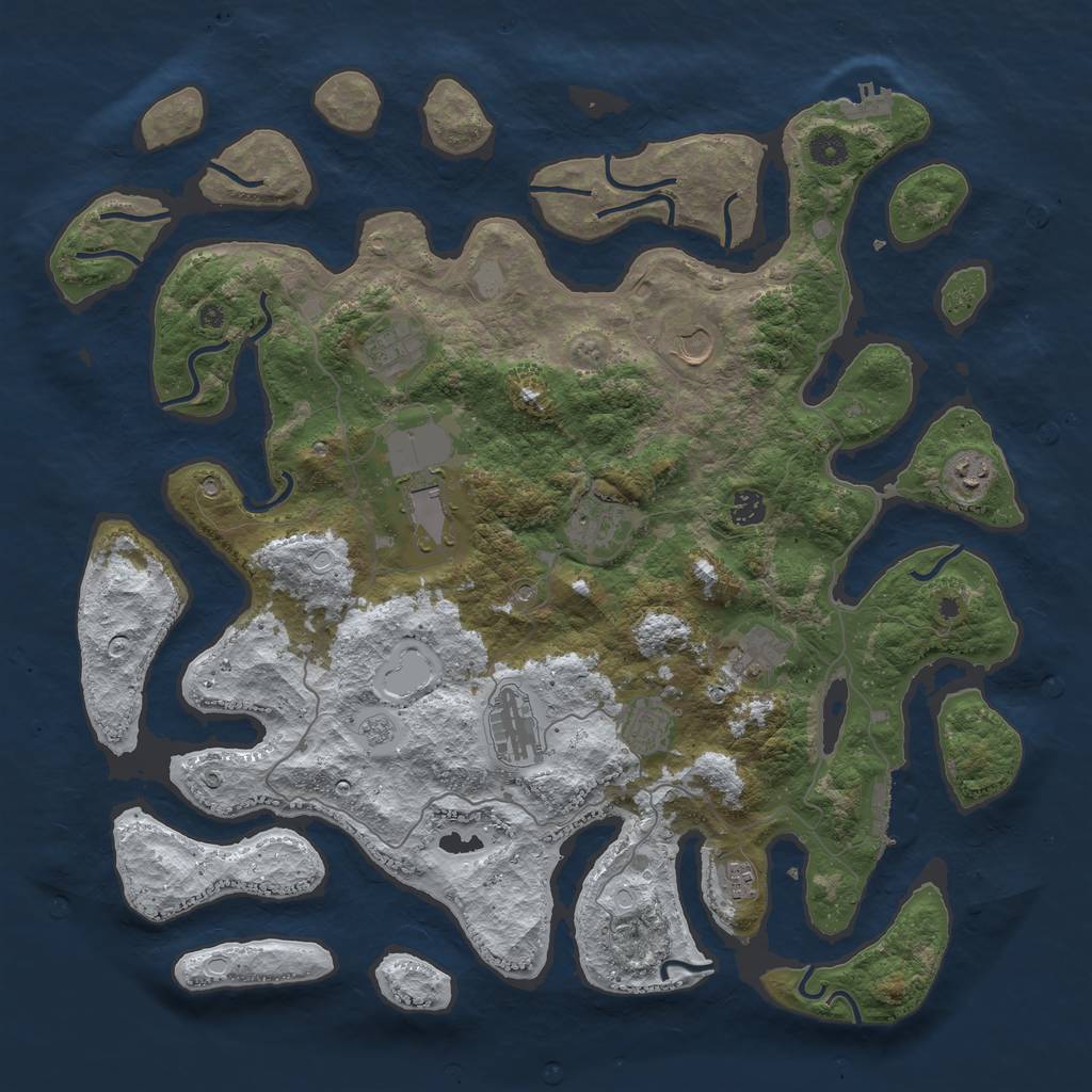 Rust Map: Procedural Map, Size: 4500, Seed: 5547736, 19 Monuments