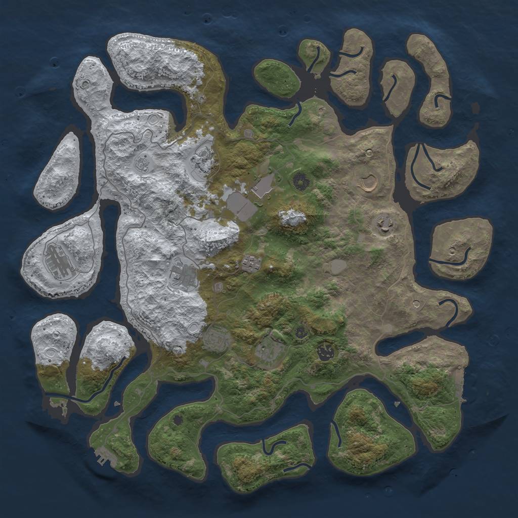 Rust Map: Procedural Map, Size: 4500, Seed: 5248878, 19 Monuments