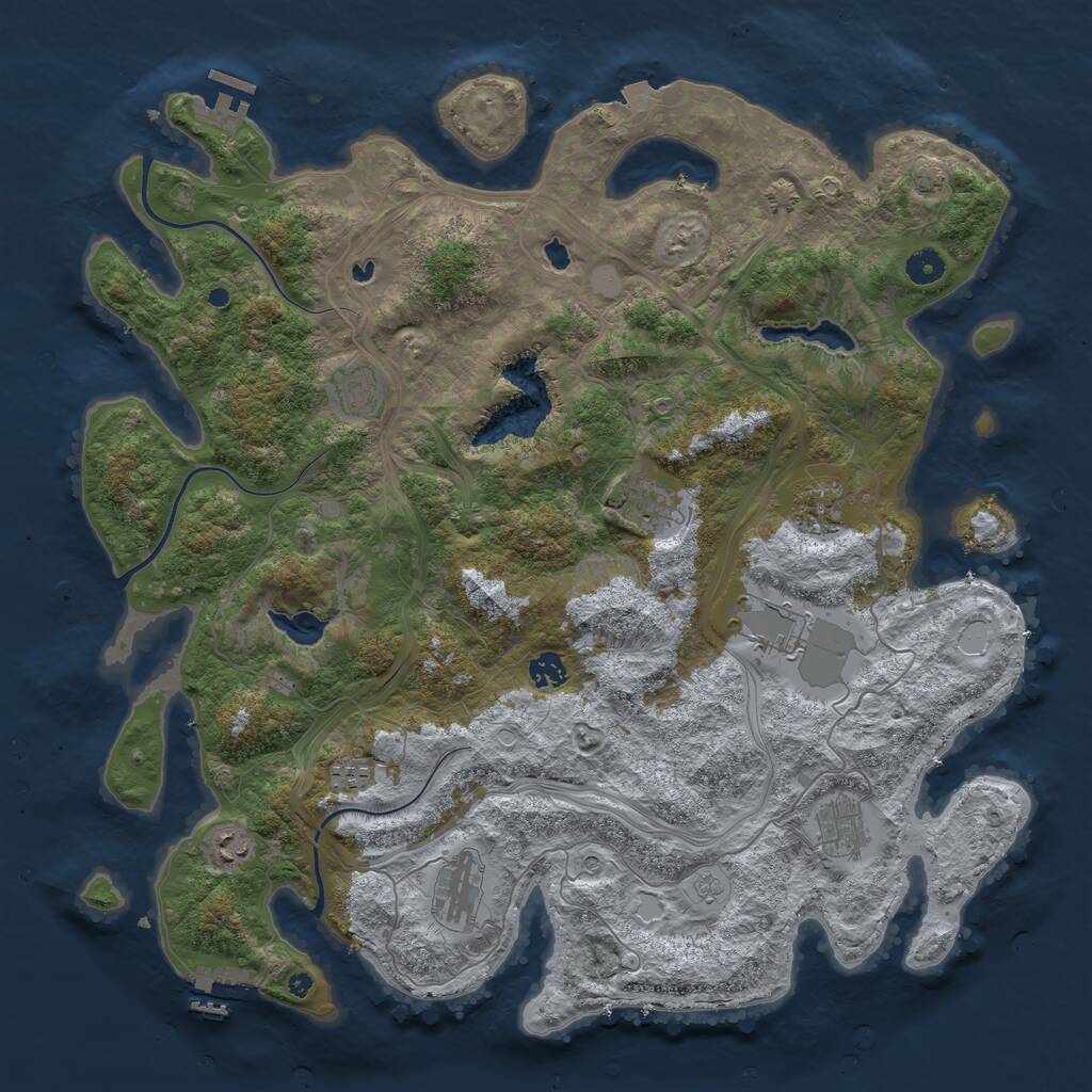 Rust Map: Procedural Map, Size: 4500, Seed: 3986642, 15 Monuments