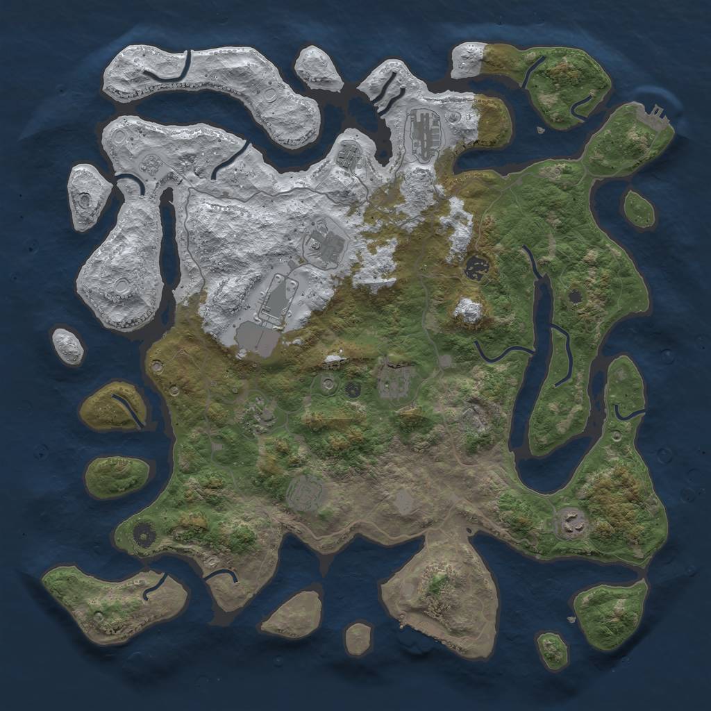 Rust Map: Procedural Map, Size: 4500, Seed: 2375501, 18 Monuments