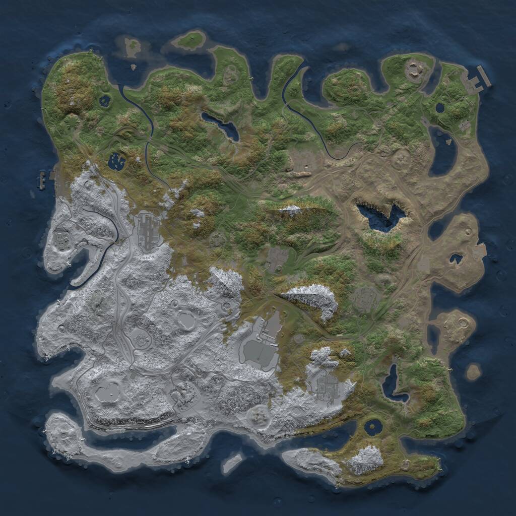 Rust Map: Procedural Map, Size: 4500, Seed: 5531844, 16 Monuments