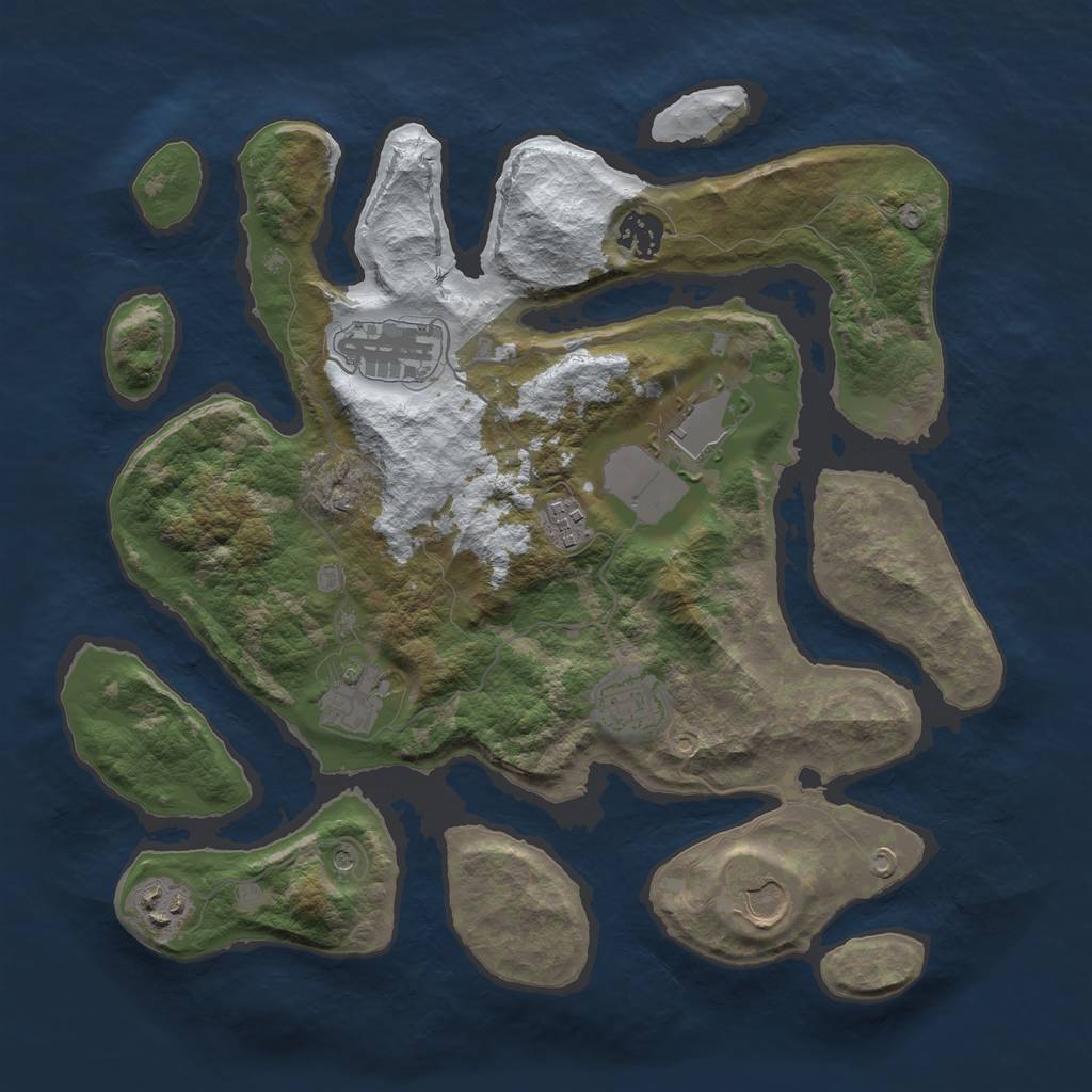 Rust Map: Barren, Size: 3500, Seed: 9680750, 11 Monuments