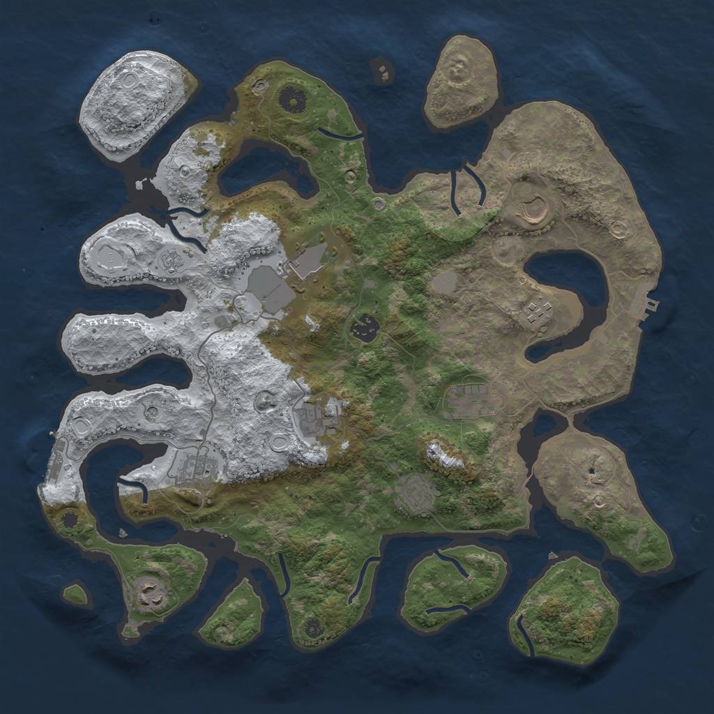 Rust Map: Procedural Map, Size: 3950, Seed: 2104647629, 18 Monuments