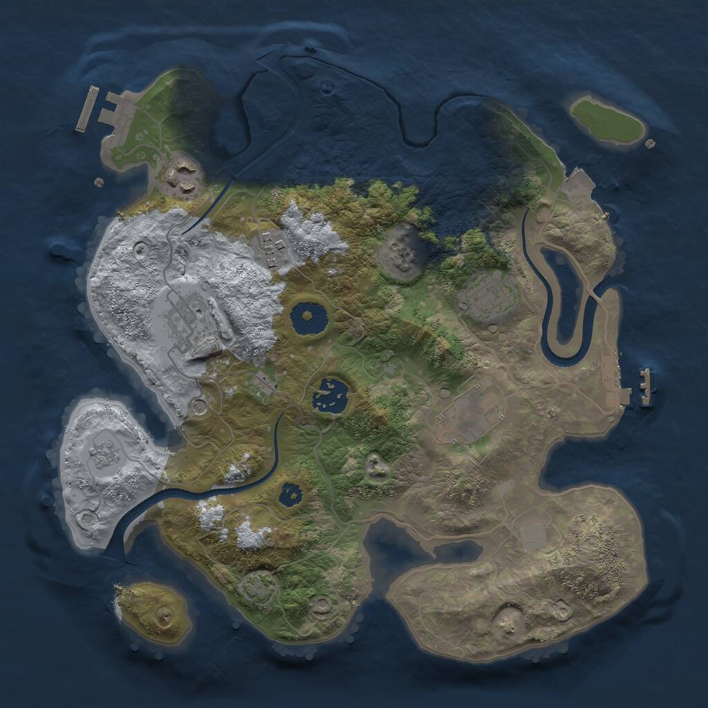 Rust Map: Procedural Map, Size: 3000, Seed: 79891, 12 Monuments