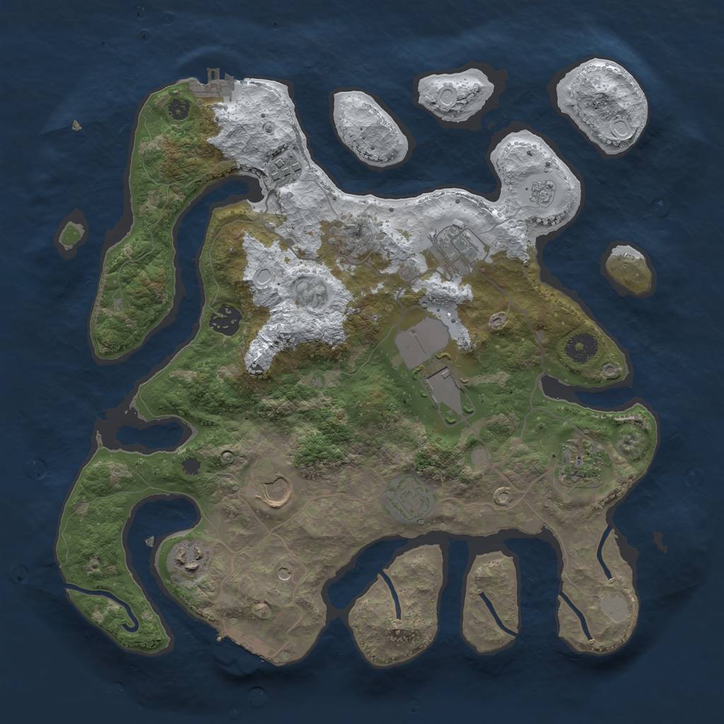 Rust Map: Procedural Map, Size: 3550, Seed: 208469, 17 Monuments