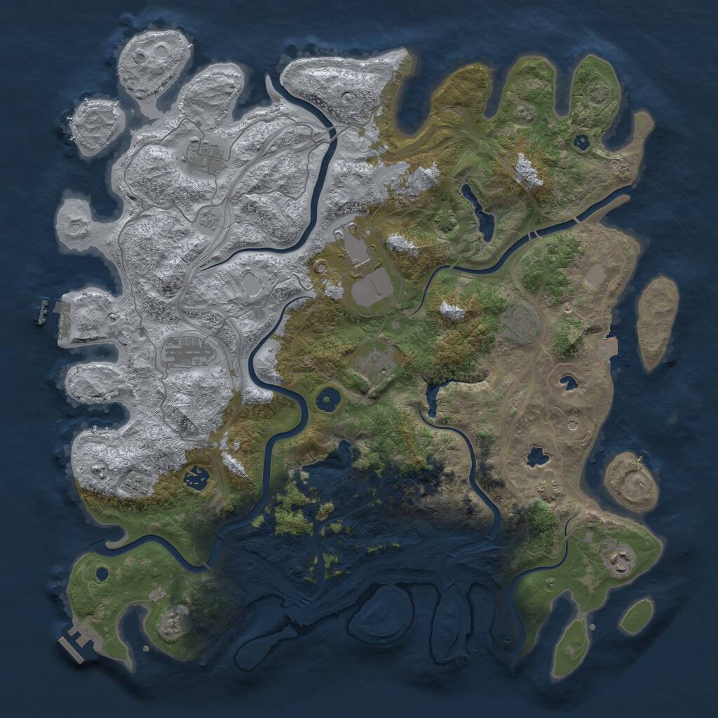 Rust Map: Procedural Map, Size: 4500, Seed: 1215252, 15 Monuments