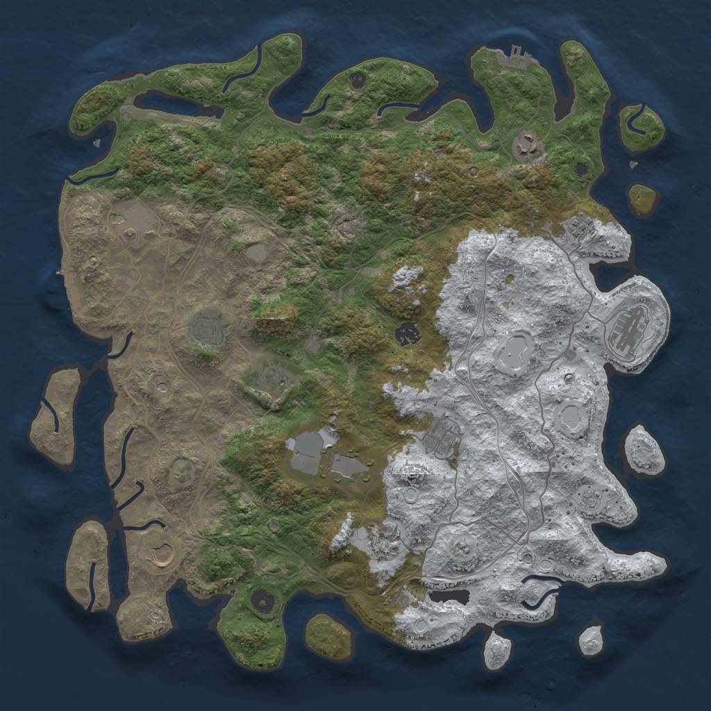 Rust Map: Procedural Map, Size: 4500, Seed: 1708822, 20 Monuments