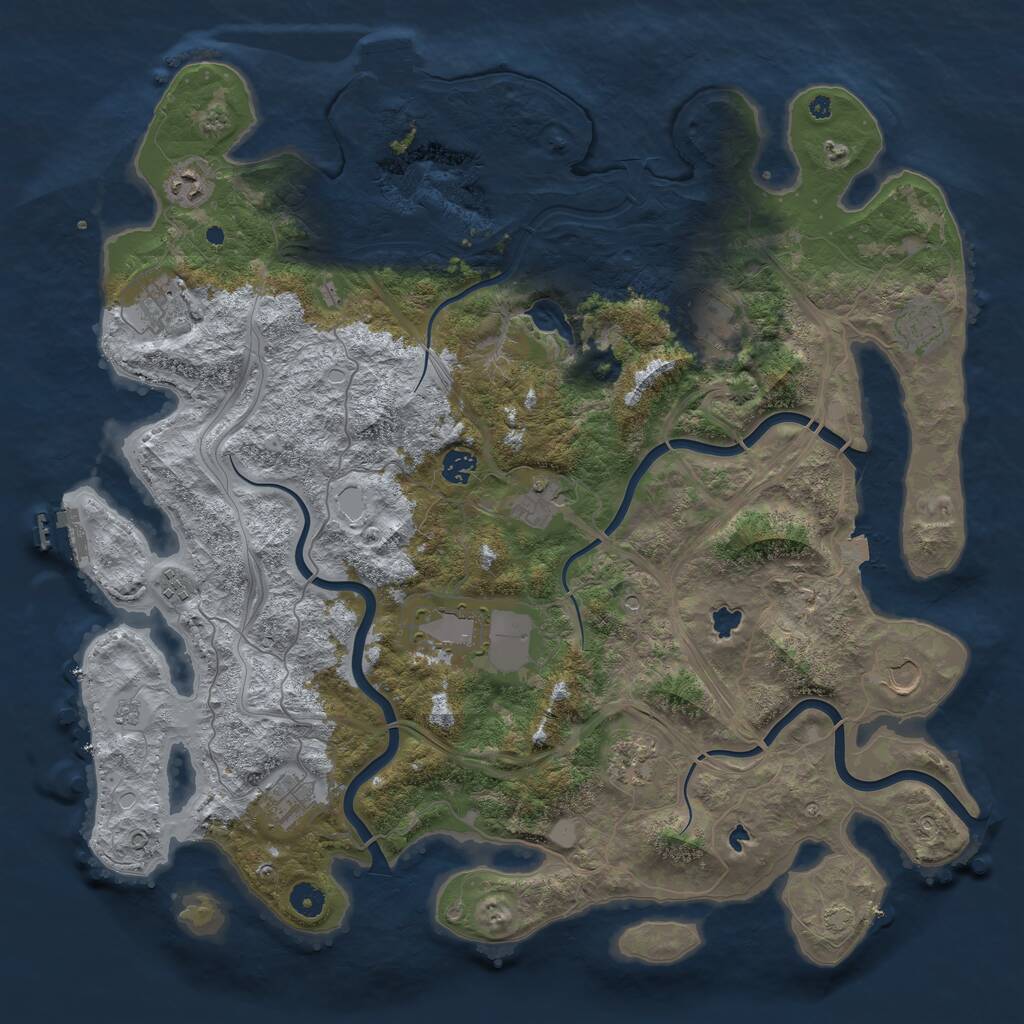 Rust Map: Procedural Map, Size: 4500, Seed: 6240528, 17 Monuments