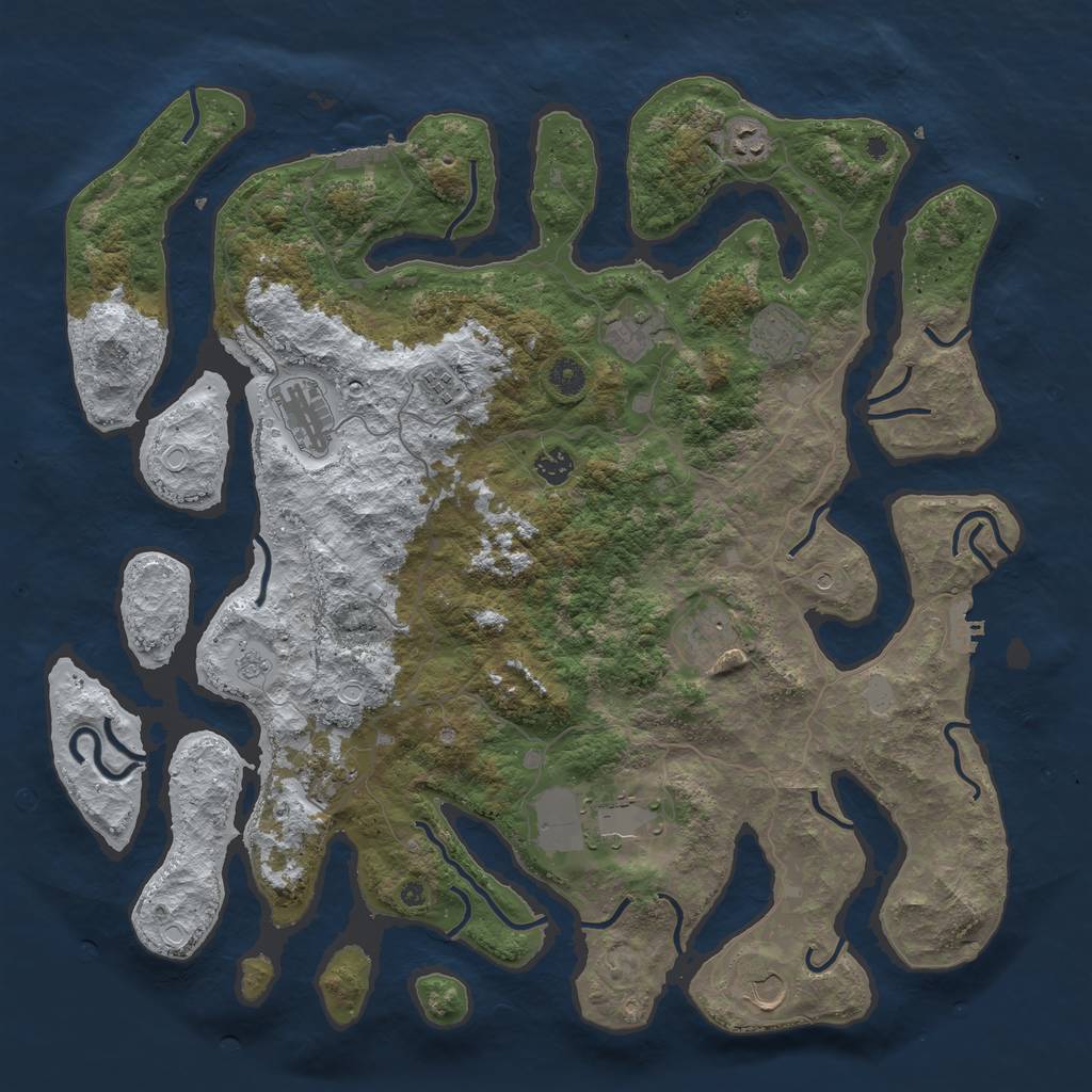Rust Map: Procedural Map, Size: 4500, Seed: 2271751, 19 Monuments