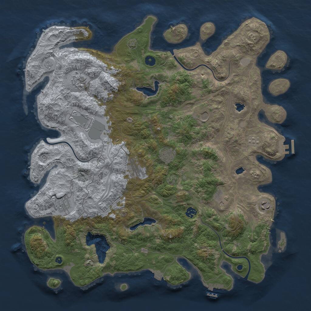 Rust Map: Procedural Map, Size: 4500, Seed: 2359609, 16 Monuments