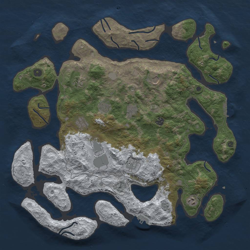 Rust Map: Procedural Map, Size: 4500, Seed: 4354515, 19 Monuments