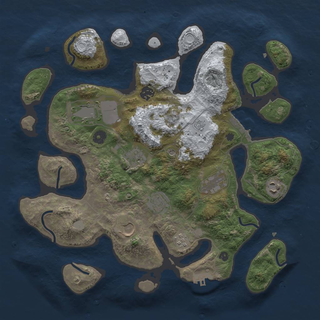 Rust Map: Procedural Map, Size: 3550, Seed: 608154, 17 Monuments