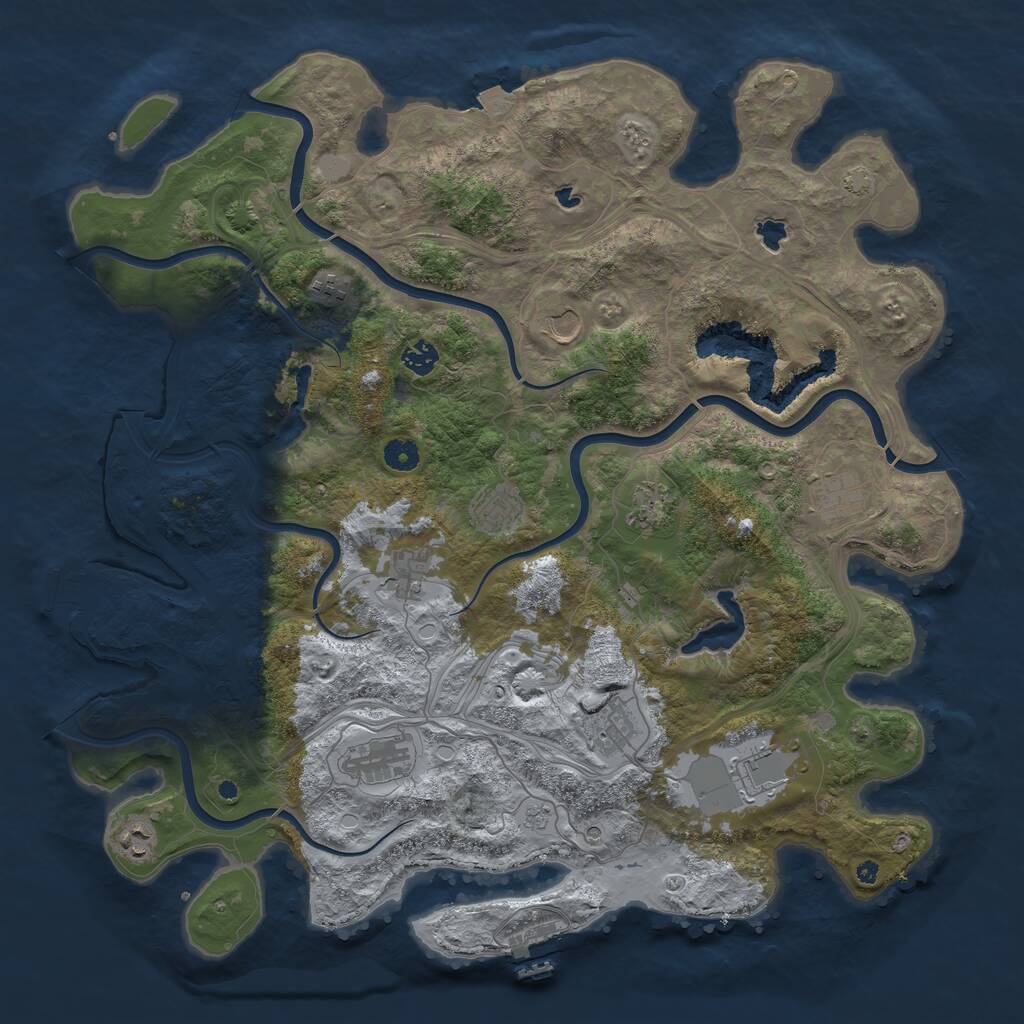 Rust Map: Procedural Map, Size: 4500, Seed: 3238808, 17 Monuments