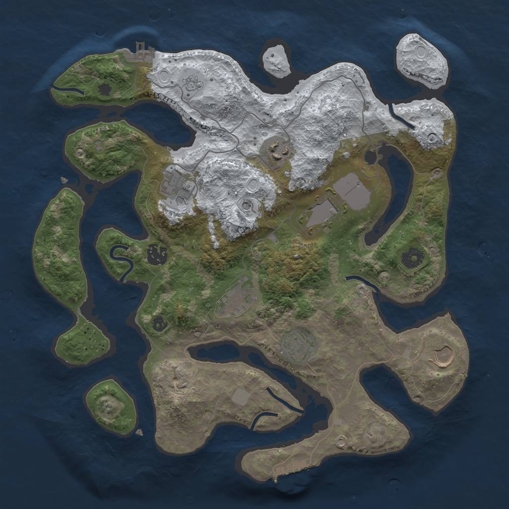 Rust Map: Procedural Map, Size: 3550, Seed: 399310, 16 Monuments