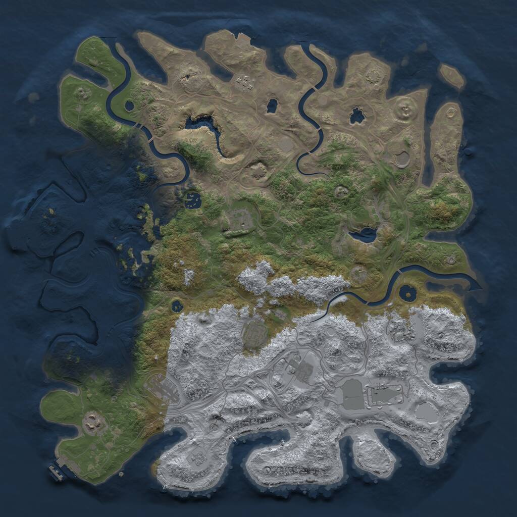 Rust Map: Procedural Map, Size: 4500, Seed: 2106750, 16 Monuments