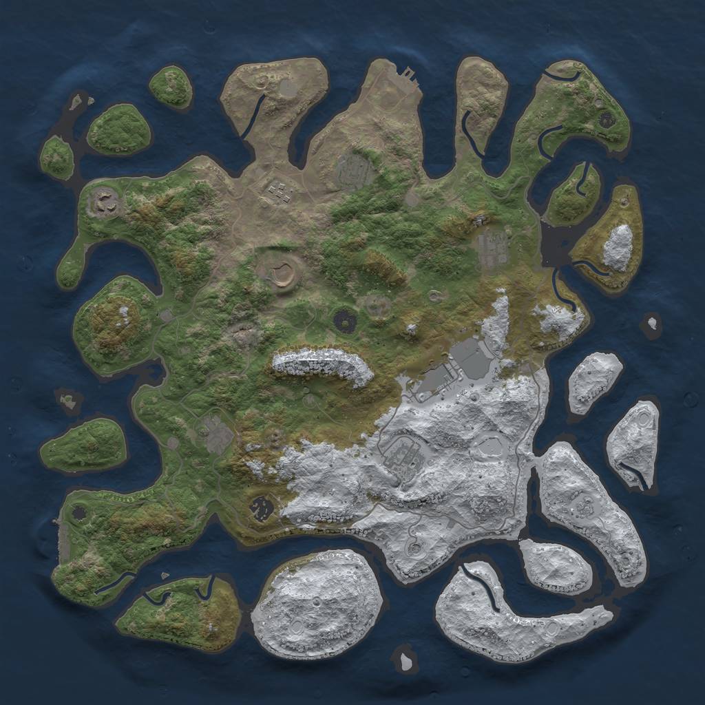 Rust Map: Procedural Map, Size: 4500, Seed: 4960089, 18 Monuments